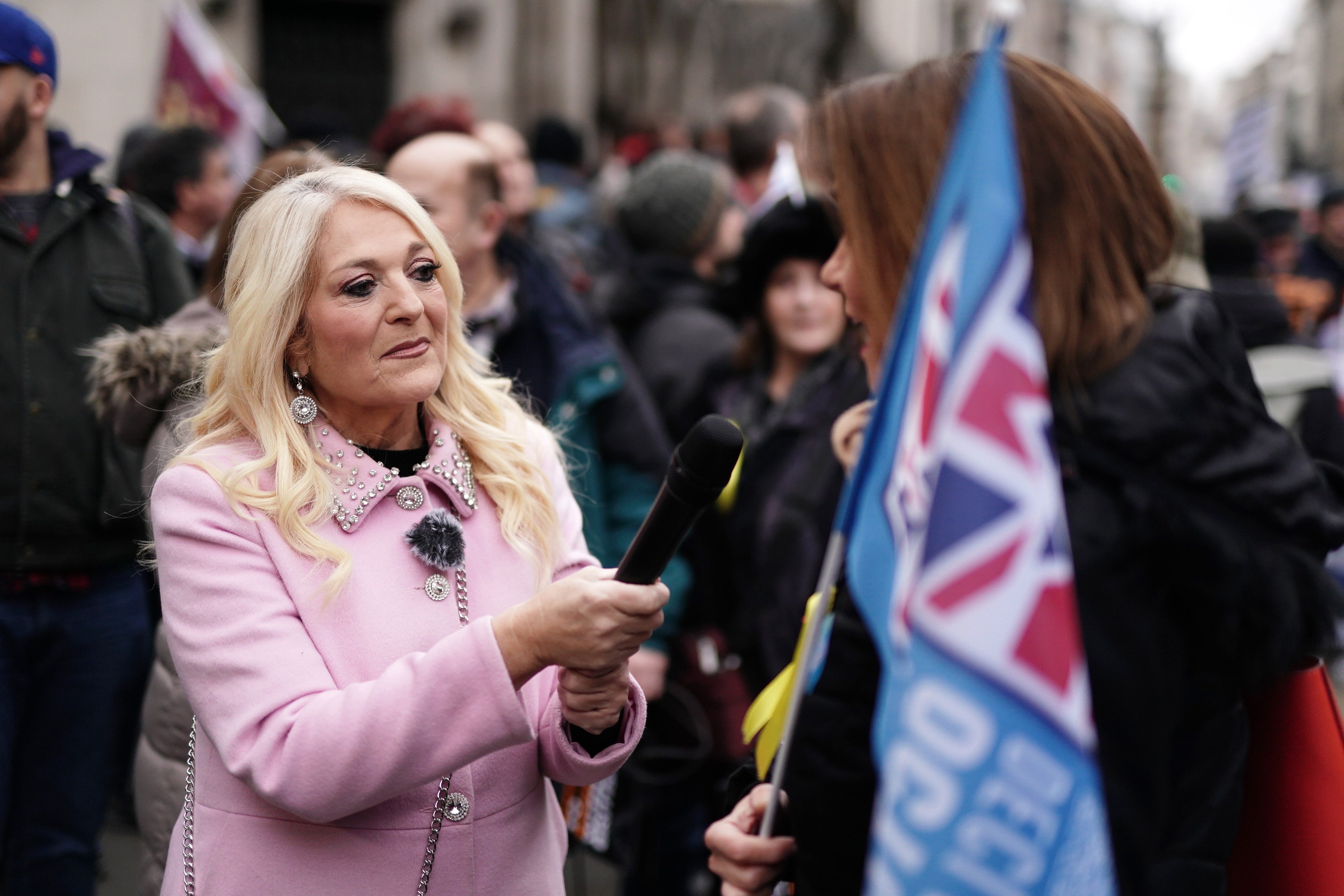 Vanessa Feltz was in attendance as she interviewed a protestor