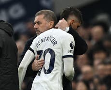 Rodrigo Bentancur injured in first Tottenham start in nine months after Matty Cash tackle