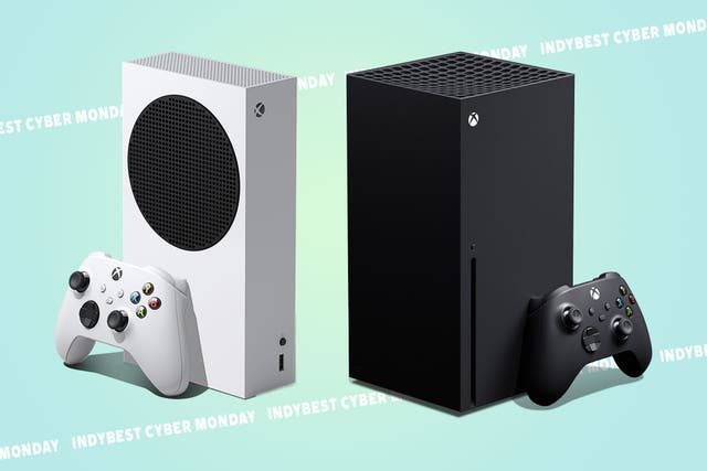 <p>The Xbox Series S (left) is a cheaper and less powerful version of the Xbox Series X, and doesn’t take physical discs </p>