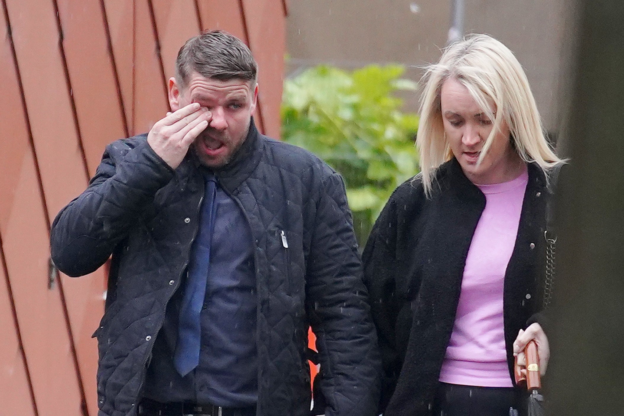 Peter Spooner, father of Brianna Ghey, arriving with his partner (name not given) at Manchester Crown Court on Monday