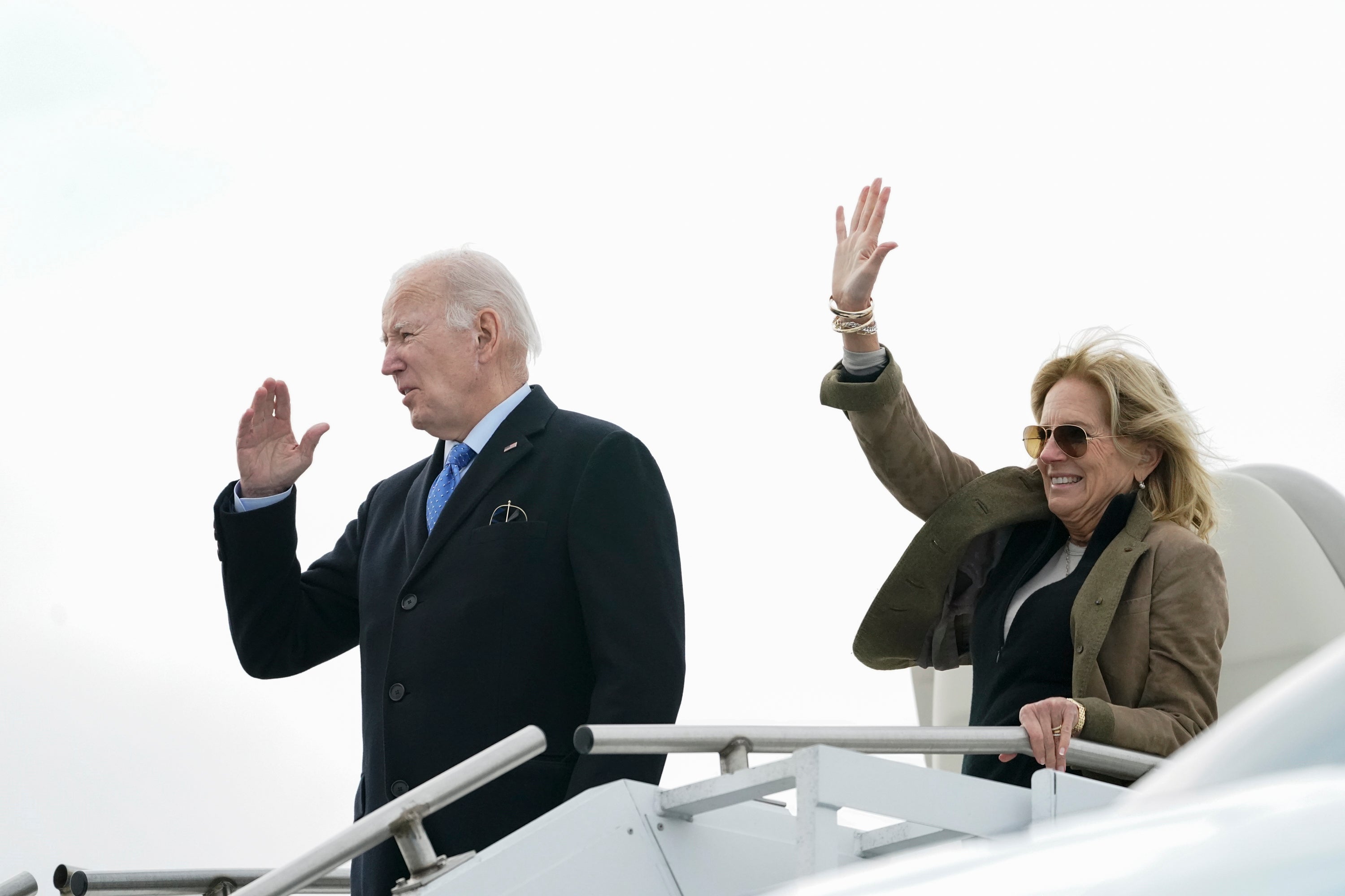 President Joe Biden and First Lady Jill Biden board Air Force One on Sunday