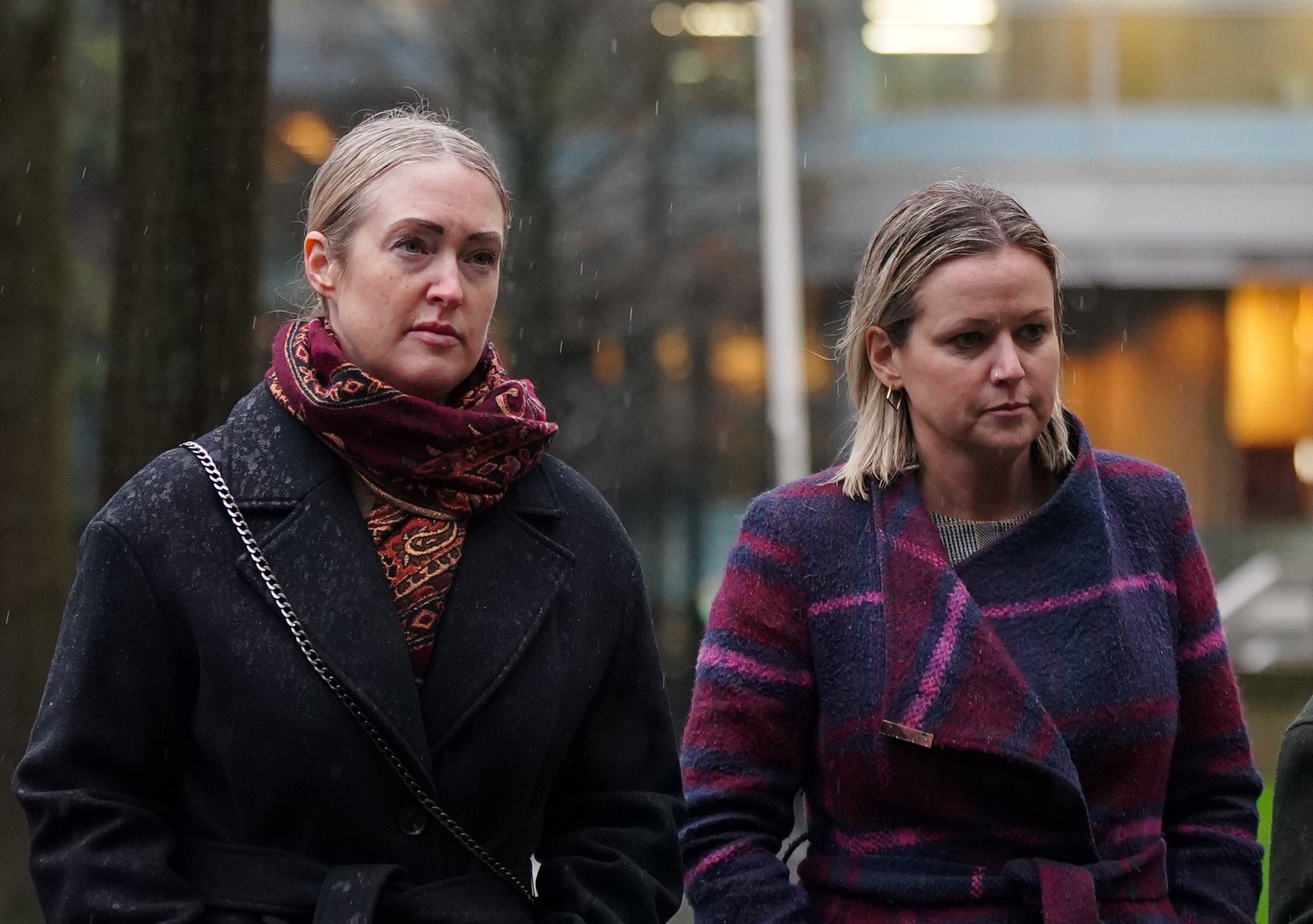 Brianna Ghey's mother Esther Ghey (left) and sister Alisha Ghey arriving at Manchester Crown Court on Monday