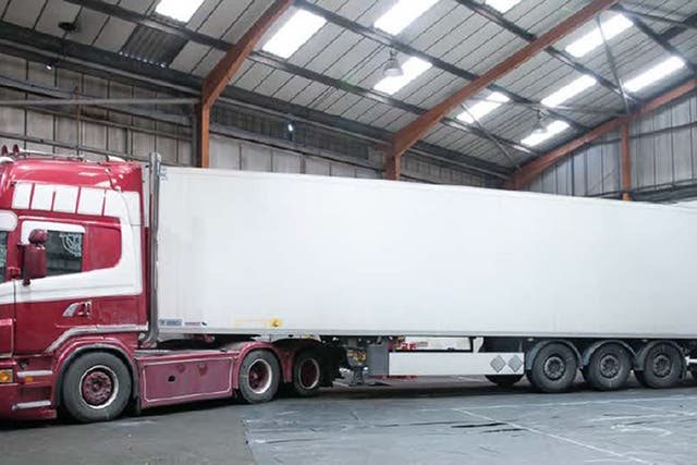 Maurice Robinson’s trailer and tractor unit in which the migrants were found dead (Essex Police/PA)