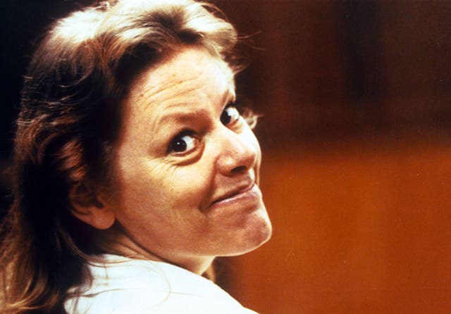 <p>Aileen Wuornos pictured in court in 1992 </p>