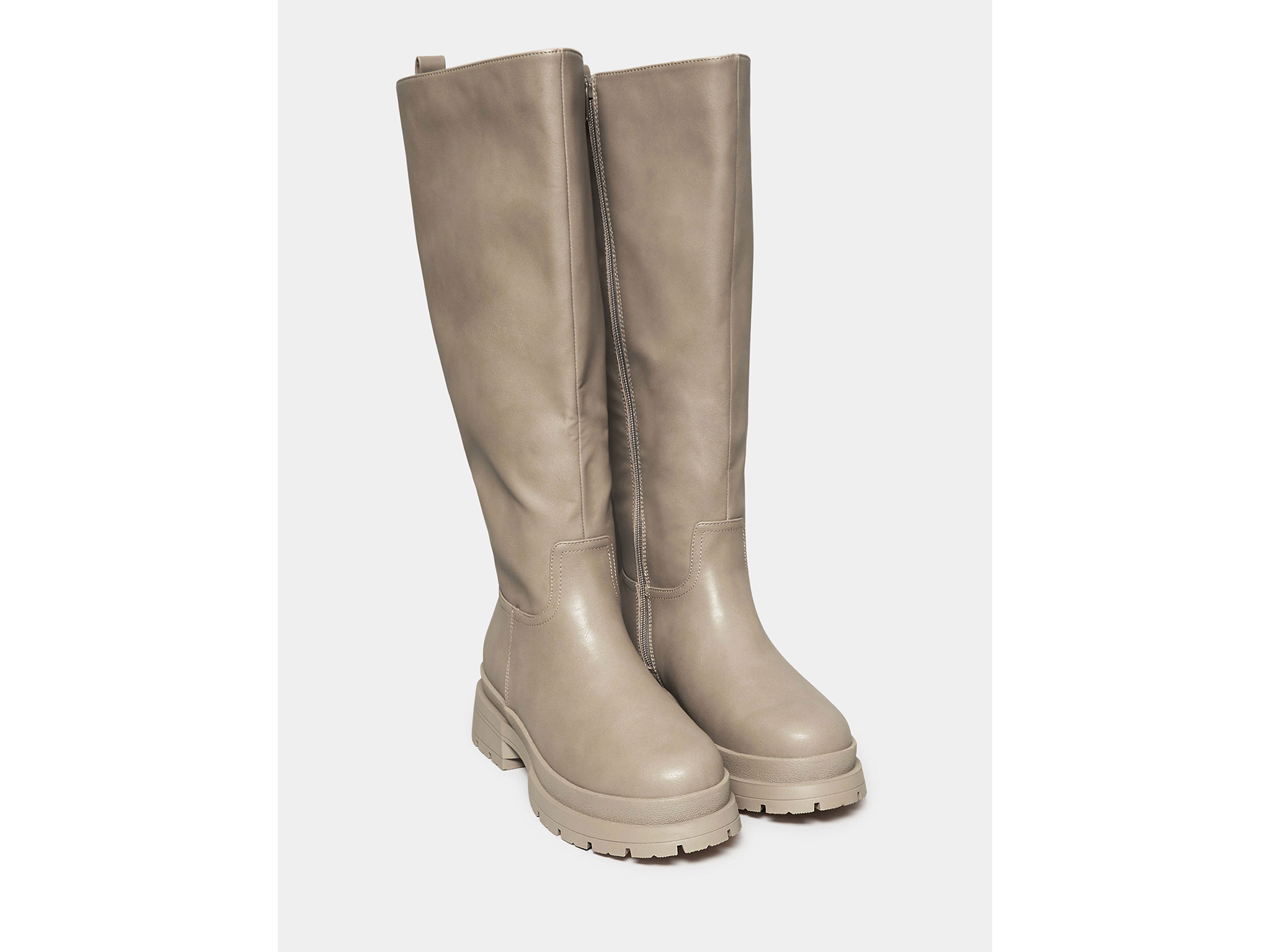 Yours beige brown faux leather knee high boots