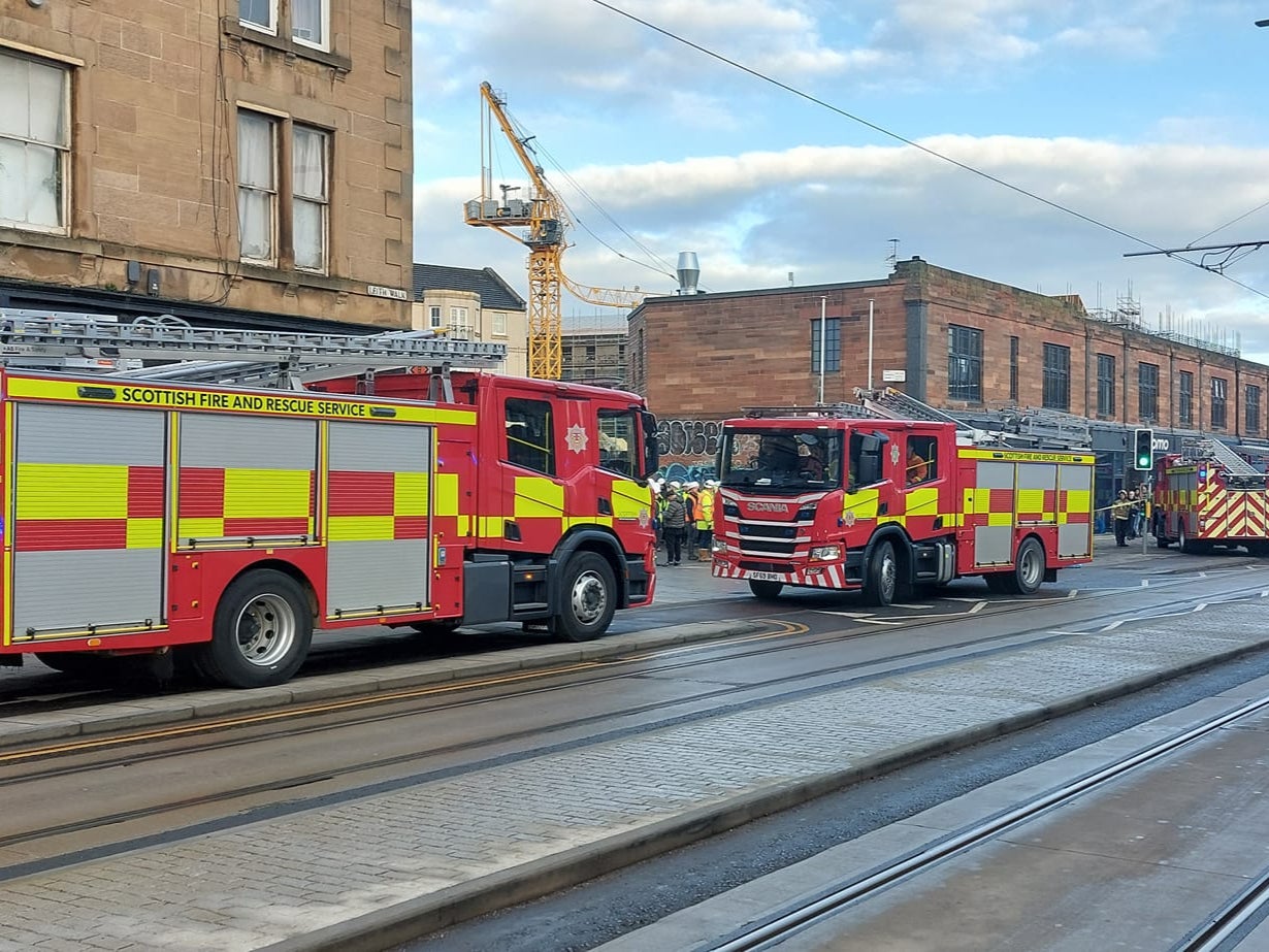 Emergency services have closed surrounding roads