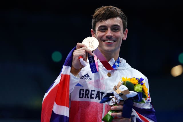 <p>Tom Daley with his bronze medal in Tokyo </p>