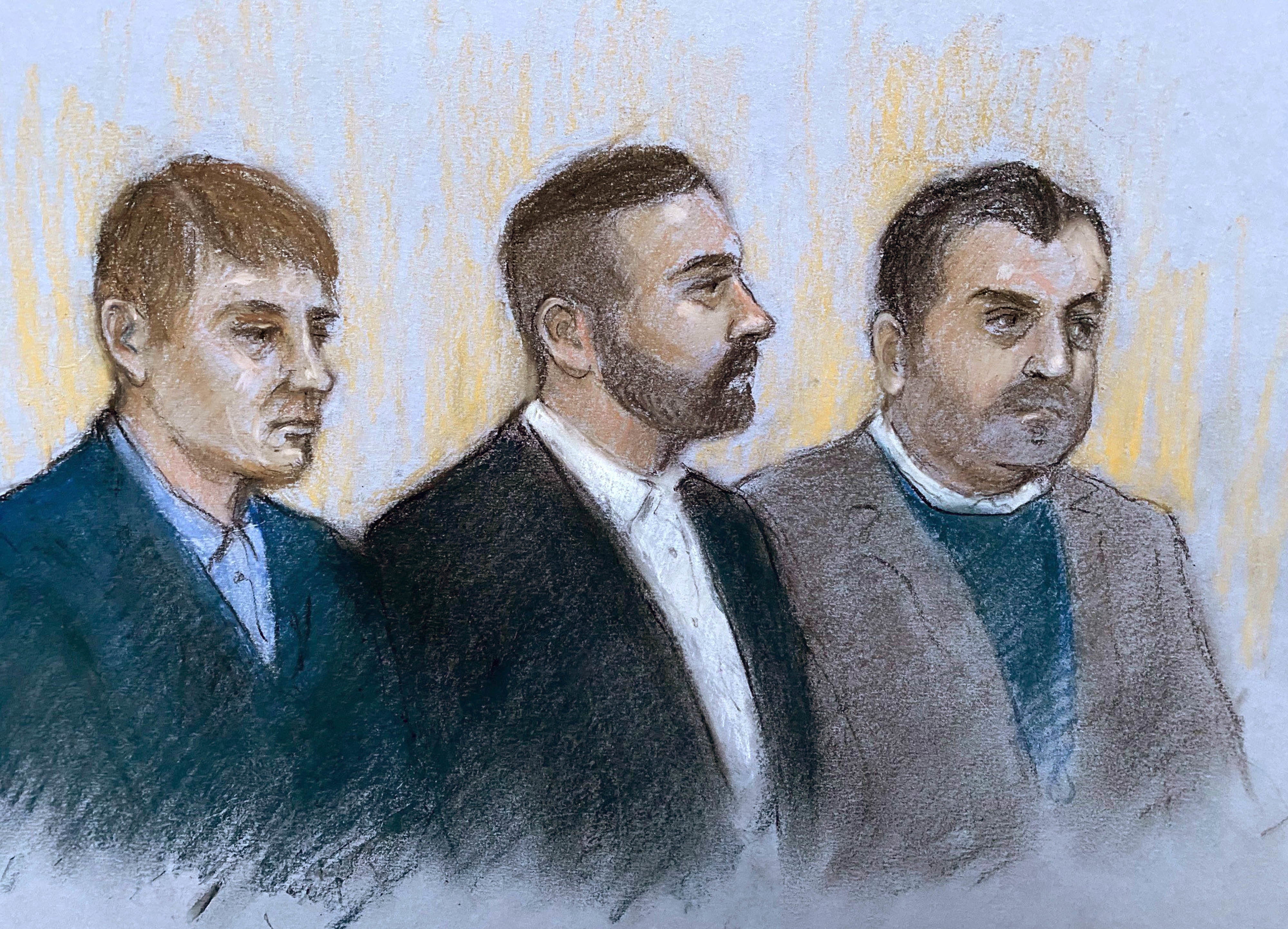 (left to right) Michael Jones, Fred Sines and Bora Guccuk in court