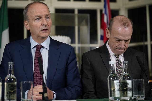 Tanaiste Micheal Martin, left, and Northern Ireland Secretary Chris Heaton-Harris at Farmleigh House, Dublin, during the British-Irish Intergovernmental Conference on Tuesday (Niall Carson/PA)