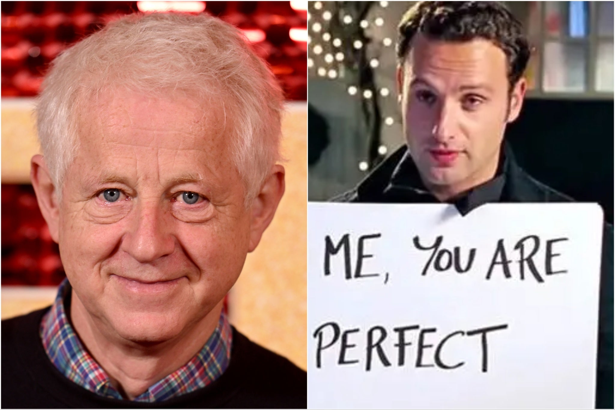 Richard Curtis (left) and a scene from ‘Love Actually’