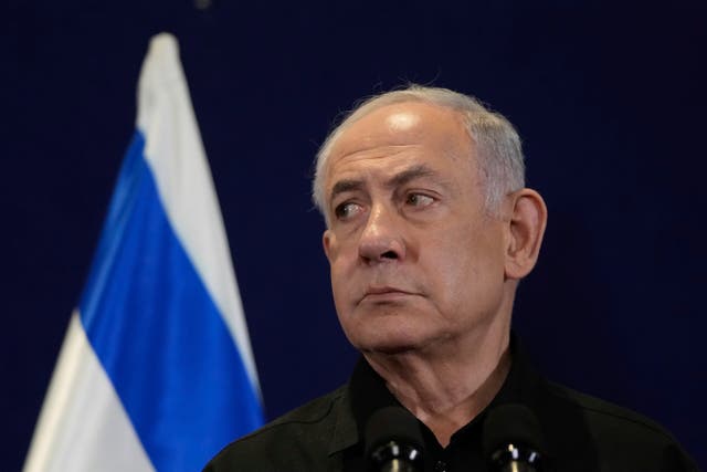<p>Benjamin Netanyahu, Israel’s prime minister, at a press conference </p>