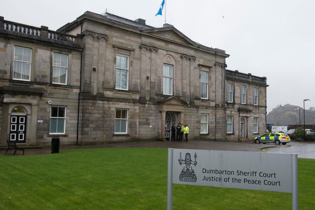 The trial is being heard at Dumbarton Sheriff Court (John Linton/PA)