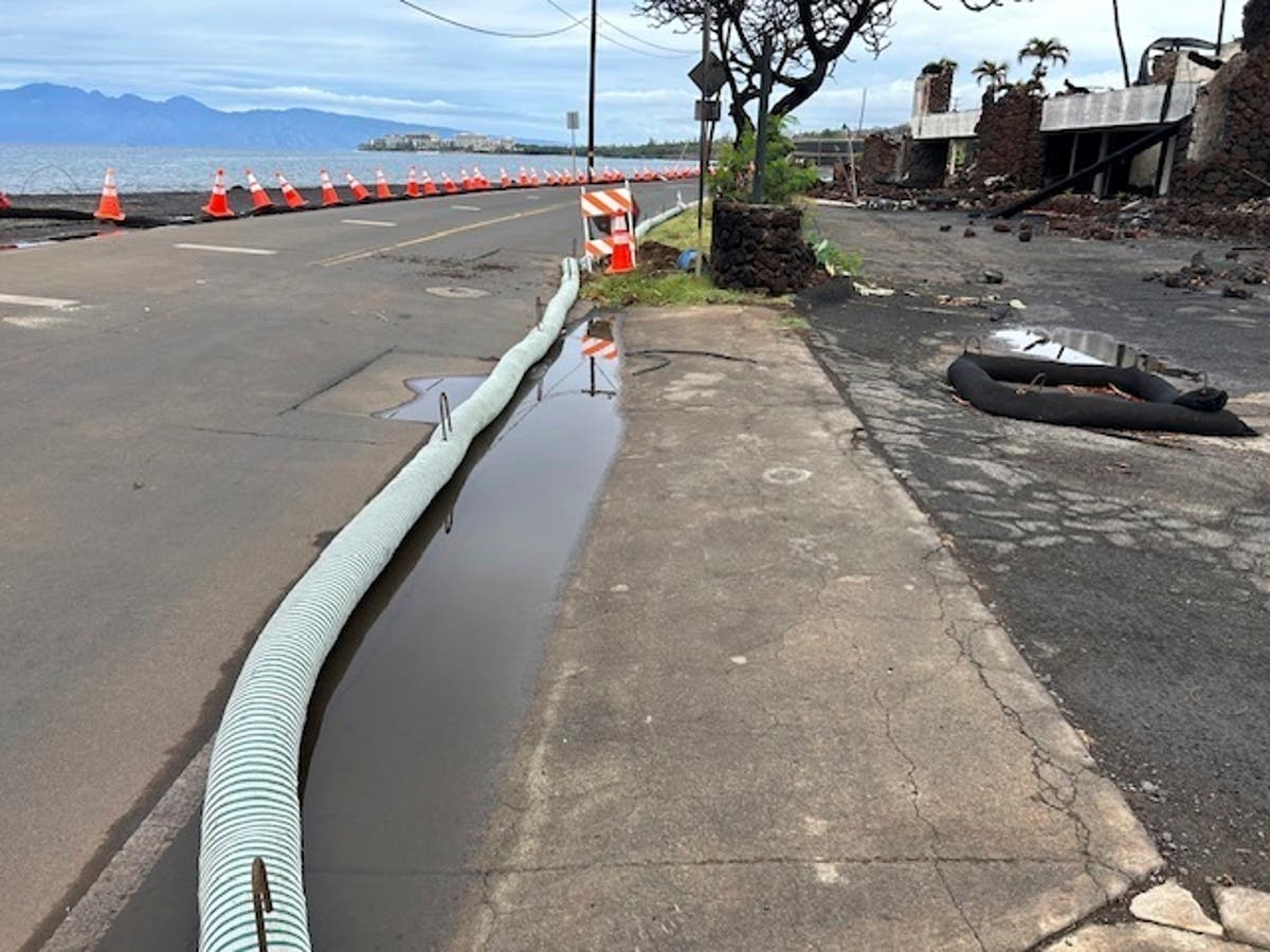 Окръг Мауи каза че е поставил 40 палета сламени бариери