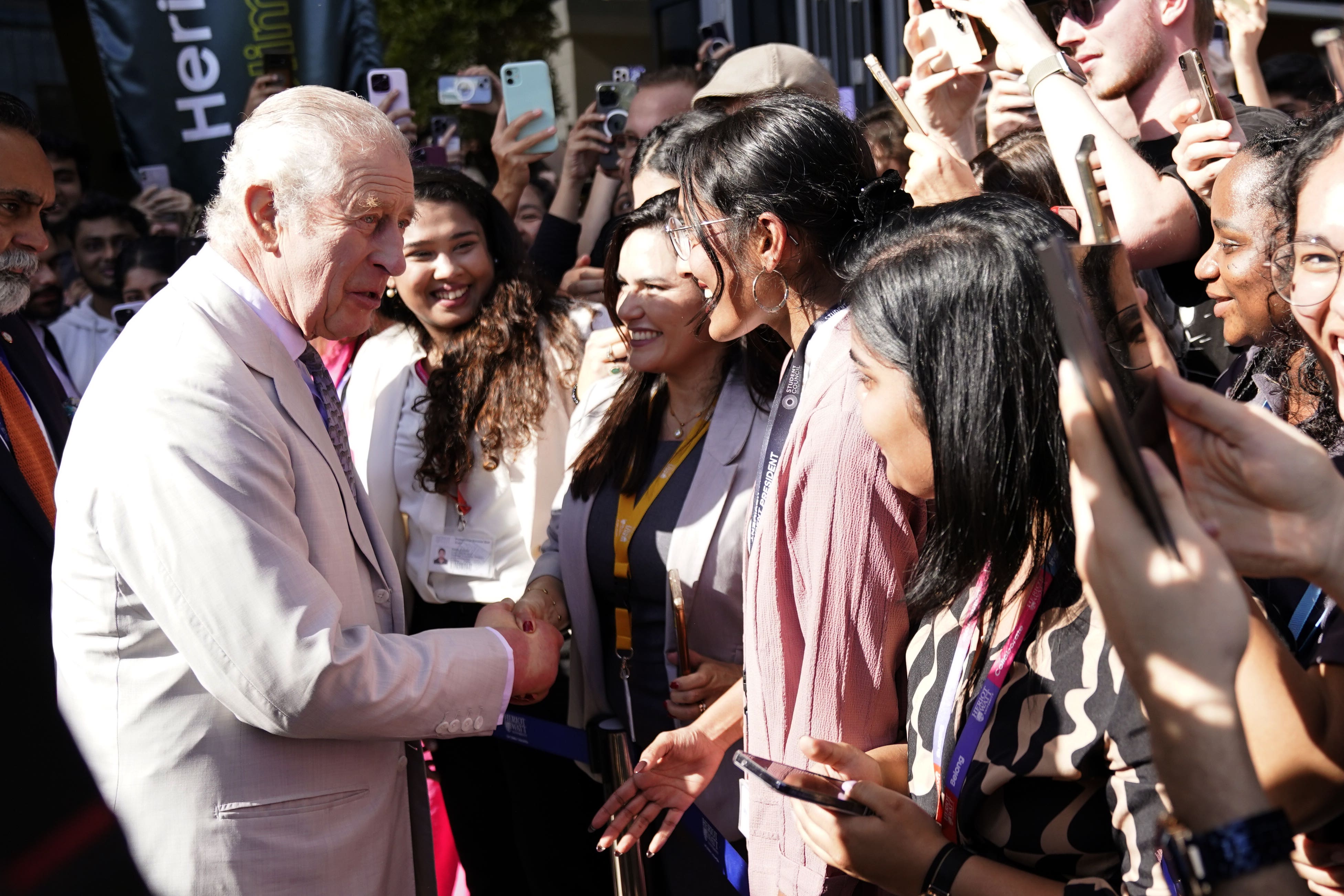 The King visited Heriot-Watt University’s Dubai campus ahead of the Cop28 summit (Andrew Matthews/PA)