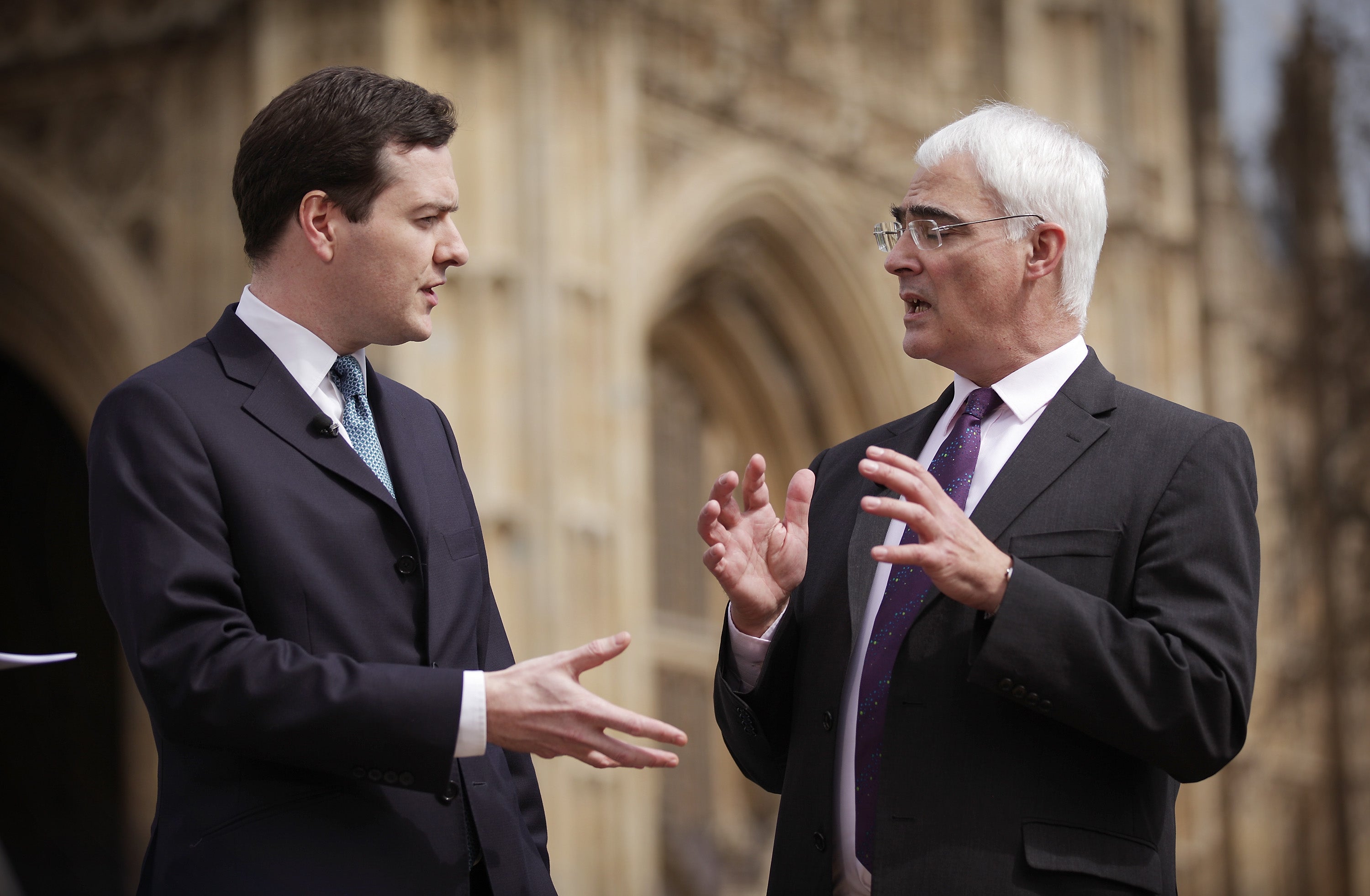 Mr Darling with the then shadow chancellor George Osborne prior to the 2010 general election
