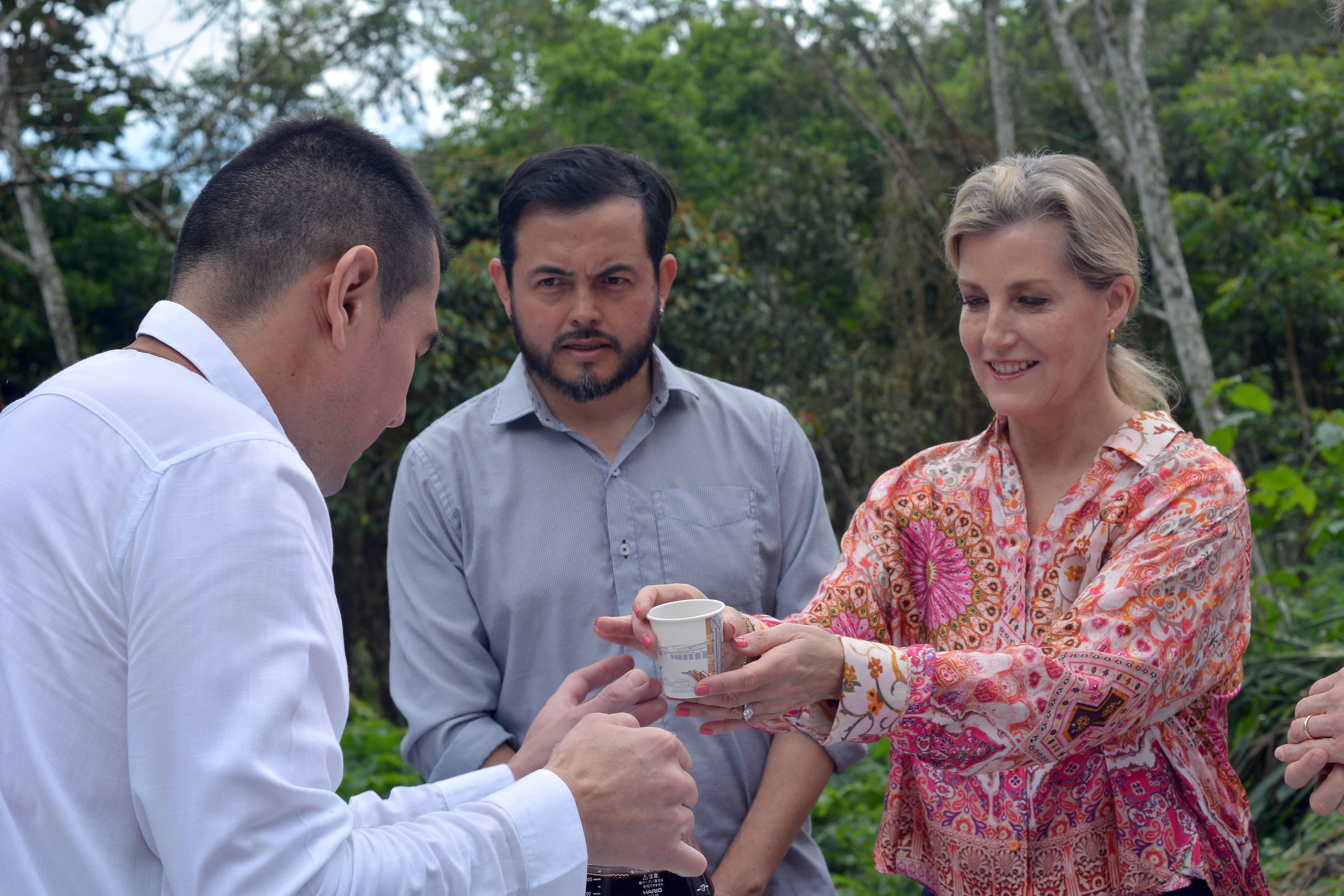 The Duchess of Edinburgh on a visit to the Tropicos Fruits of Hope Coffee Farm in Cali, Colombia (British Embassy in Colombia/PA)