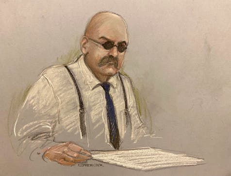 <p>A court sketch of Charles Bronson</p>