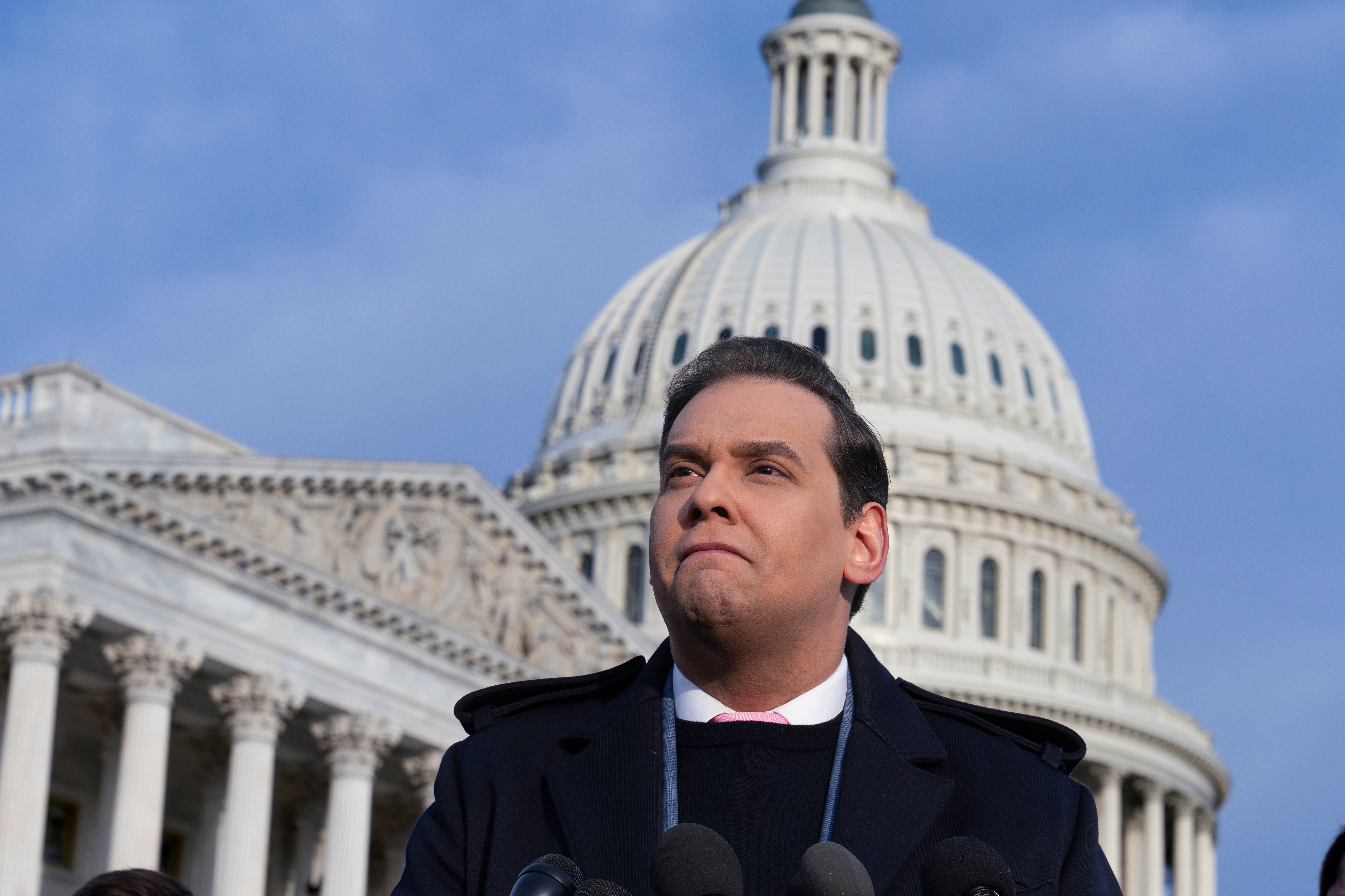 George Santos held a fiery press conference in front of the Capitol on Thursday