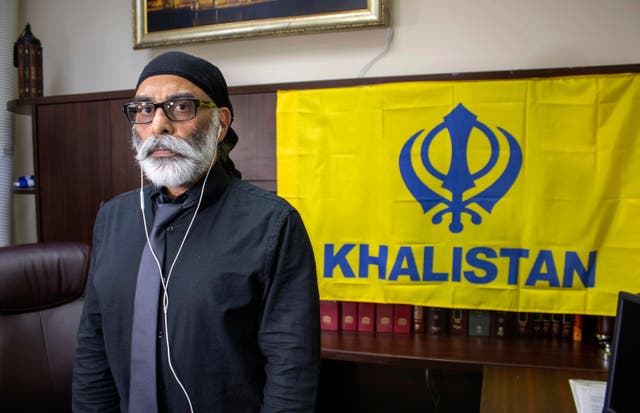 <p>Sikh separatist leader Gurpatwant Singh Pannun is pictured in his office in New York </p>