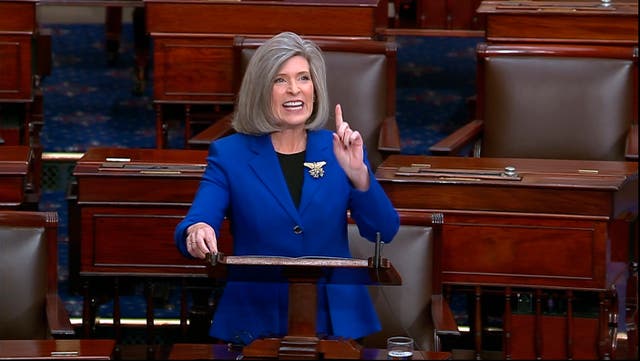 <p>Sen Joni Ernst pictured speaking on the Senate floor on 1 November 2023.</p>