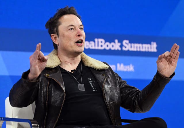 <p>Elon Musk speaks onstage during The New York Times Dealbook Summit 2023 at Jazz at Lincoln Center on November 29, 2023 in New York City</p>