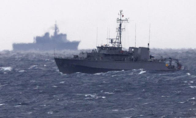<p>File. A Japanese Maritime Self Defense Force minesweeper searches in the waters where a US military Osprey aircraft crashed, off Yakushima, Kagoshima prefecture, southern Japan, Friday, 1 December 2023. Japan suspended flights by its Osprey aircraft Thursday, officials said, the day after the US Air Force Osprey based in Japan crashed into the sea during a training mission</p>
