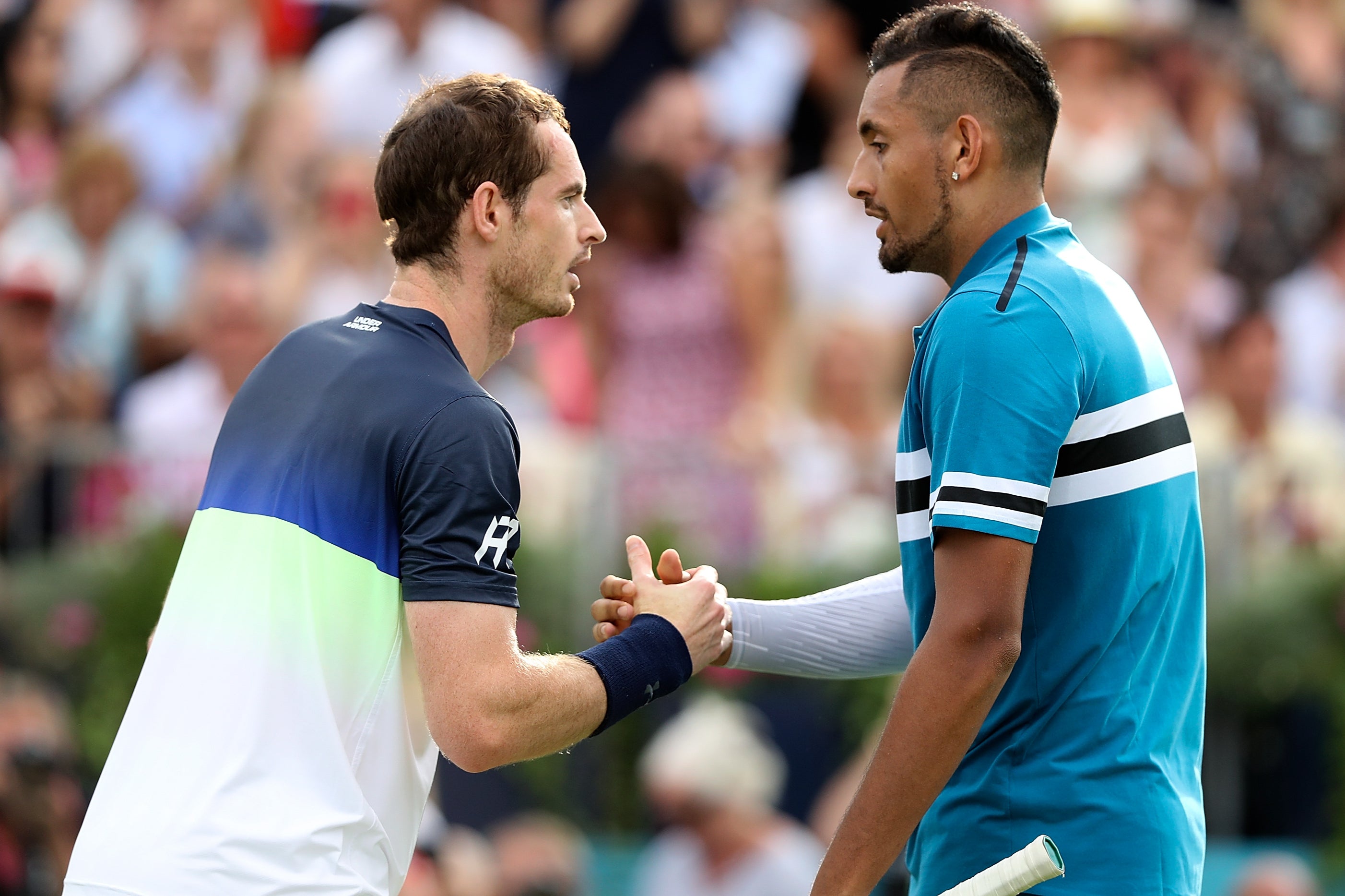 <p>Nick Kyrgios (right) has thanked Andy Murray for helping him through a difficult period </p>