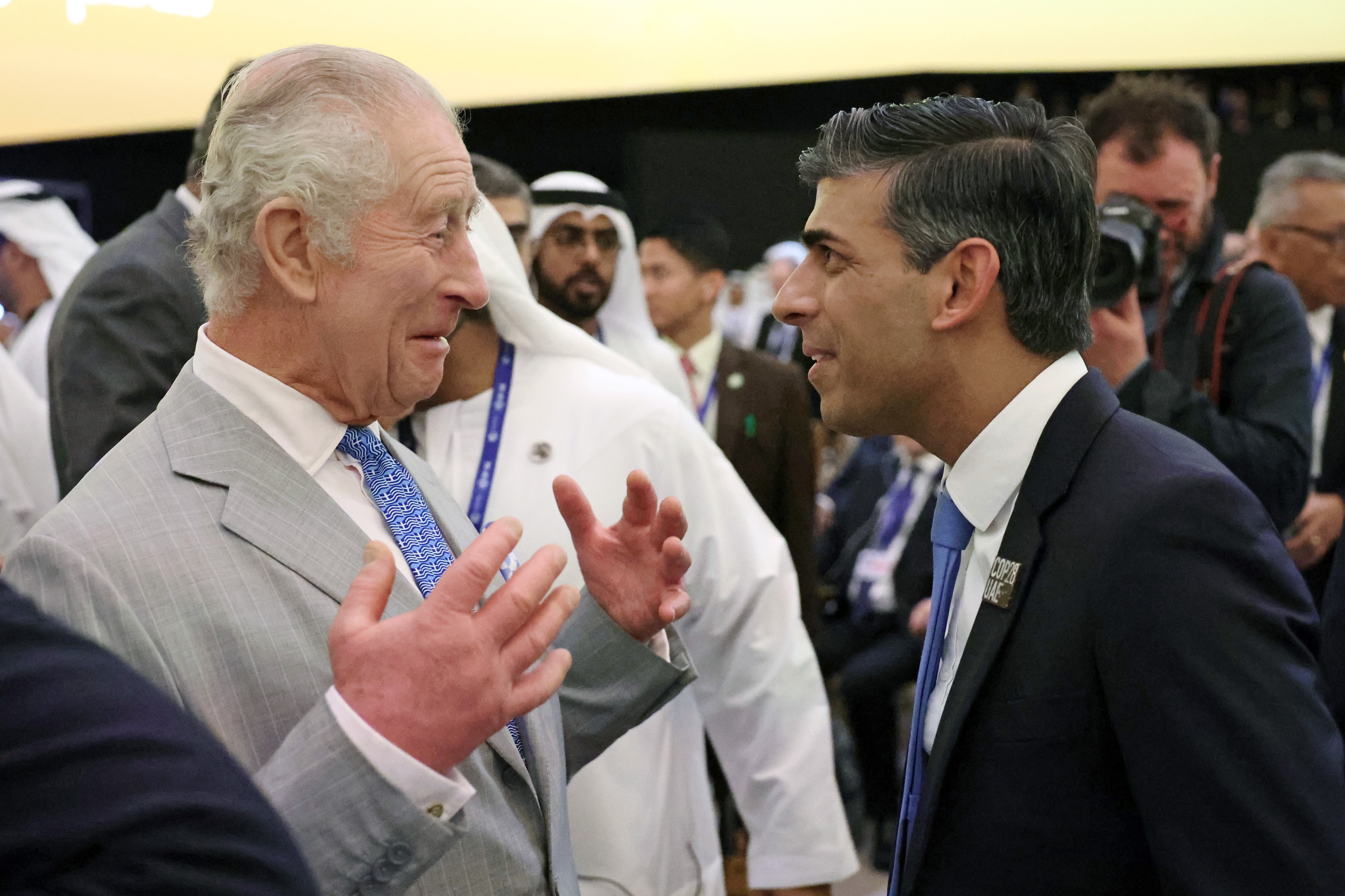 King Charles speaks to Rishi Sunak at Cop29 - Mr Sunak has refused to comment on the racism row