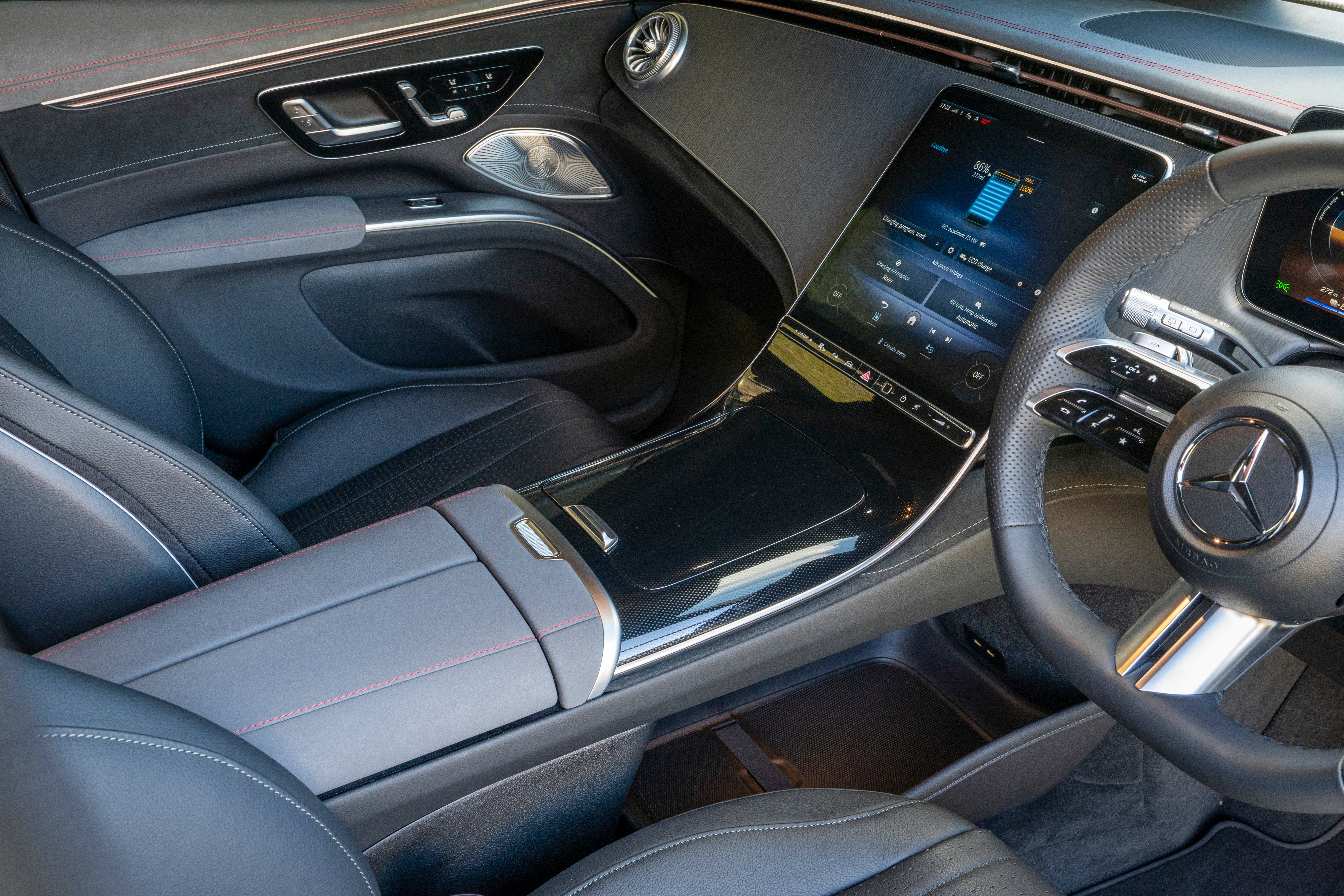 It has high quality materials and an excellent blend of touchscreen, dash and steering wheel controls