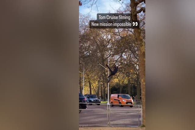 <p>Tom Cruise lookalike spotted filming daring stunt near Buckingham Palace.</p>