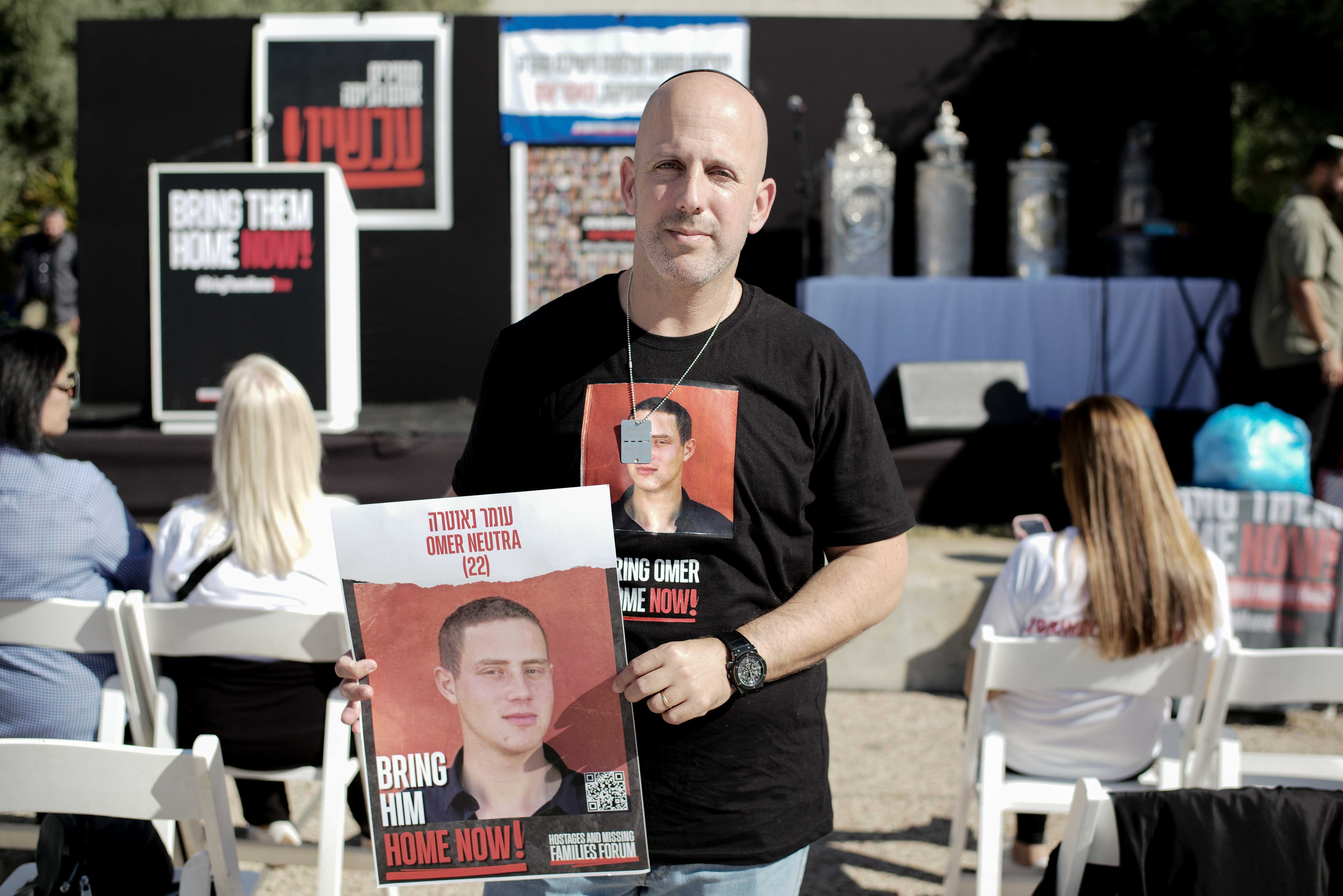 Shai Zohar, 41, uncle of Omer Neutra, in central Tel Aviv