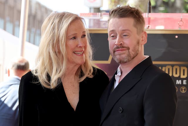 <p>Catherine O’Hara and Macaulay Culkin at a ceremony unveiling Culkin’s star on the Hollywood Walk of Fame.</p>