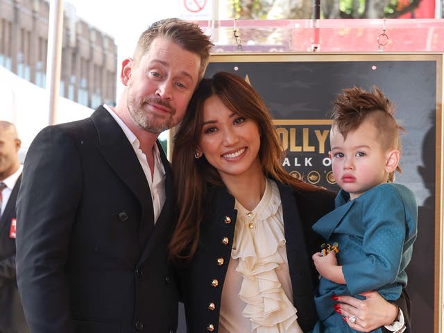 <p>Macaulay Culkin, Brenda Song and Dakota Song Culkin attend the ceremony honoring Macaulay Culkin with a Star on the Hollywood Walk of Fame on 1 December 2023 in Hollywood, California.</p>