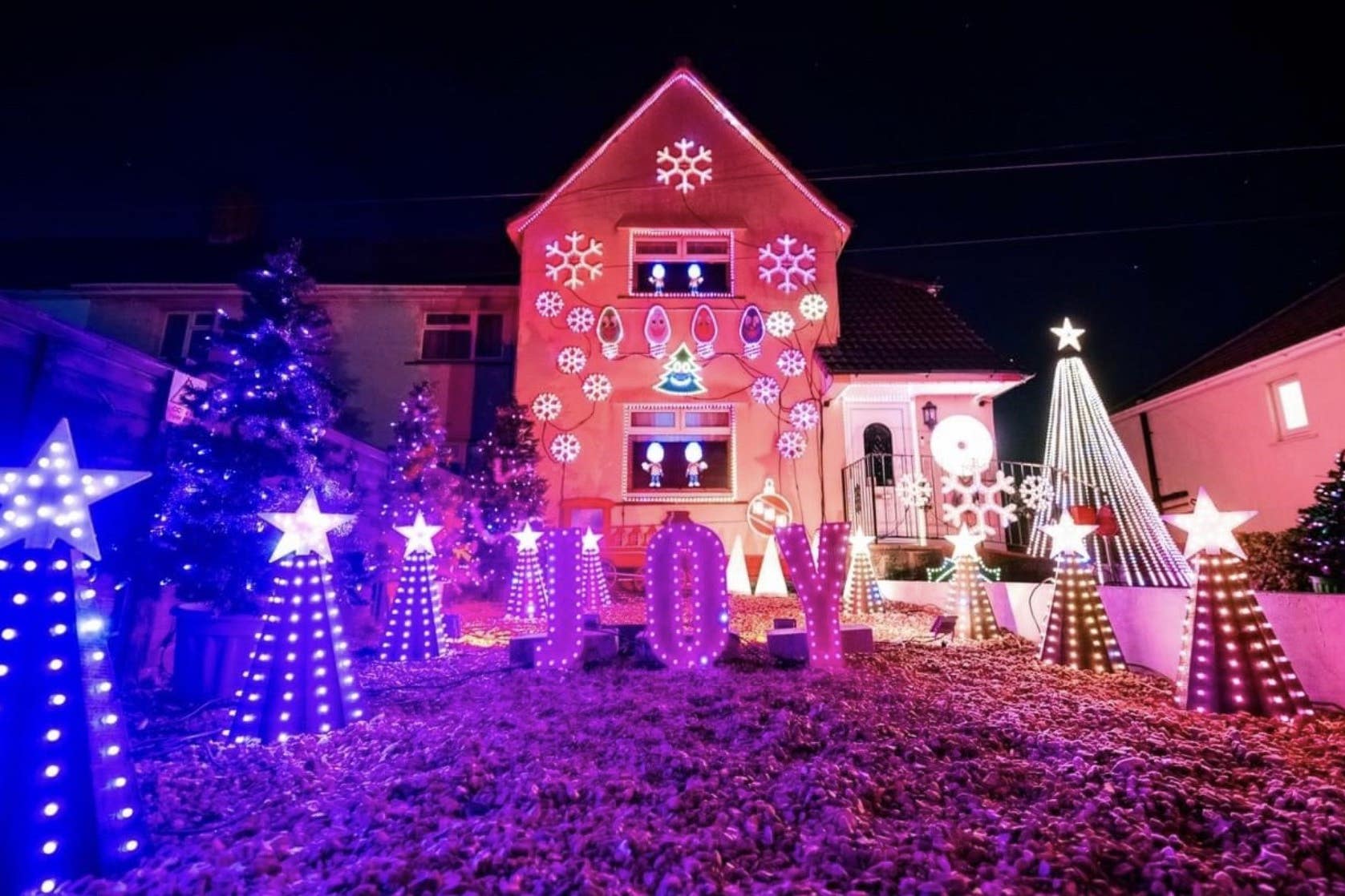 Ian and Ann Cooper’s house in Bristol will be covered with ‘28,000 lights’ throughout the month of December (Ian Cooper/PA)