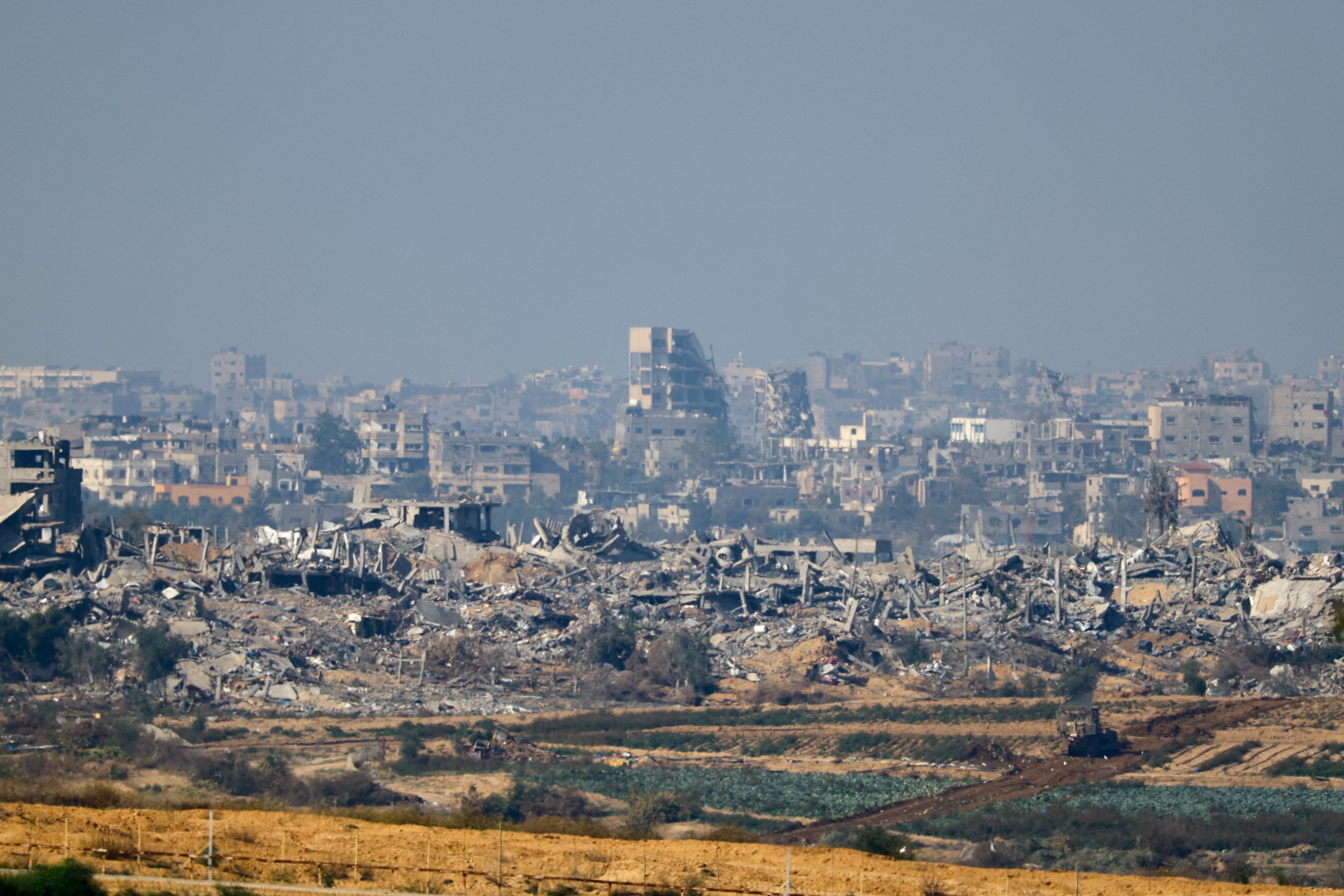 A view of destroyed buildings in Gaza following a week-long truce between Israel and Hamas