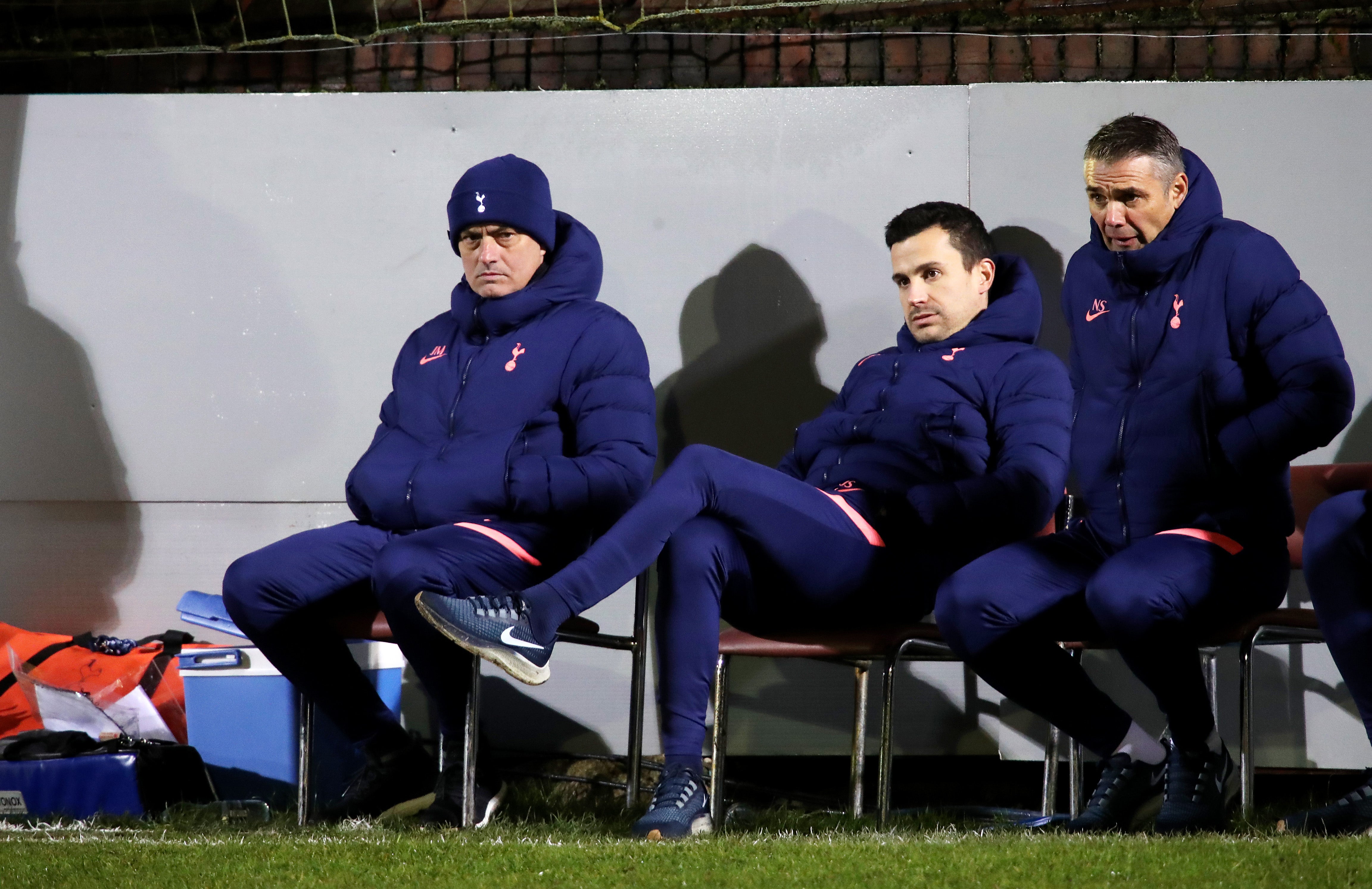 Jose Mourinho looks on during the FA Cup third round match against Marine