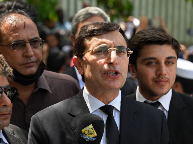 <p>Gohar Khan (C), leading lawyer of the legal team of imprisoned Pakistan’s former prime minister Imran Khan, was elected as the new chairperson of PTI on Saturday </p>