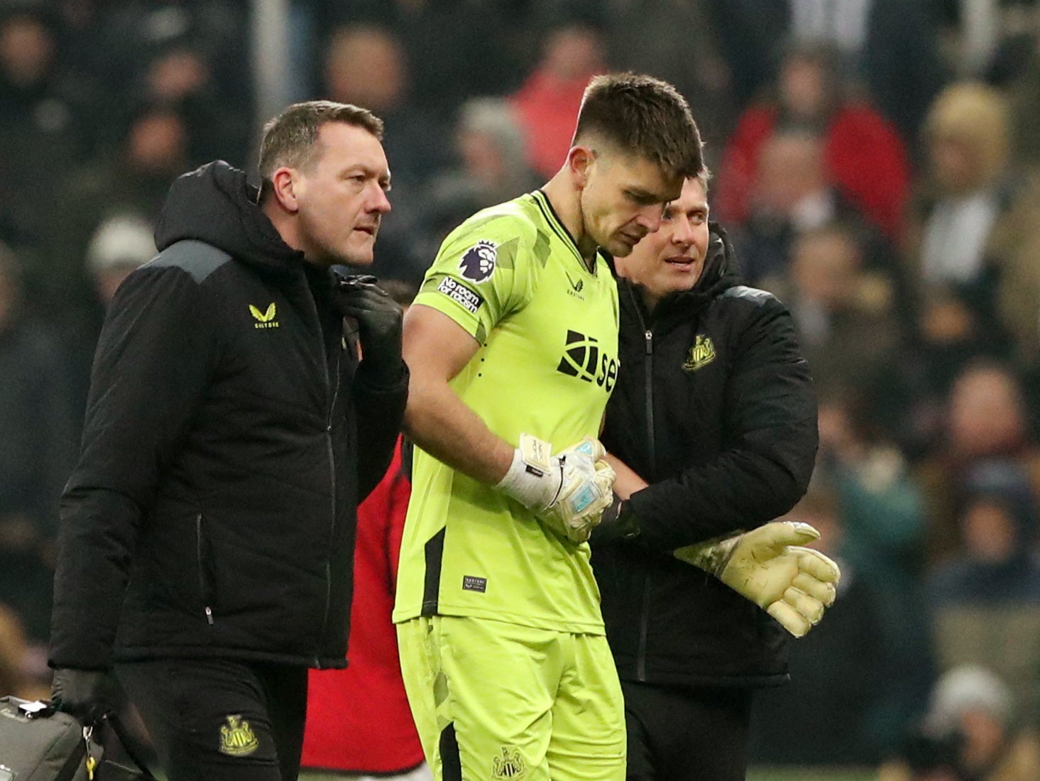 Nick Pope was forced off, adding to Newcastle’s injury woes