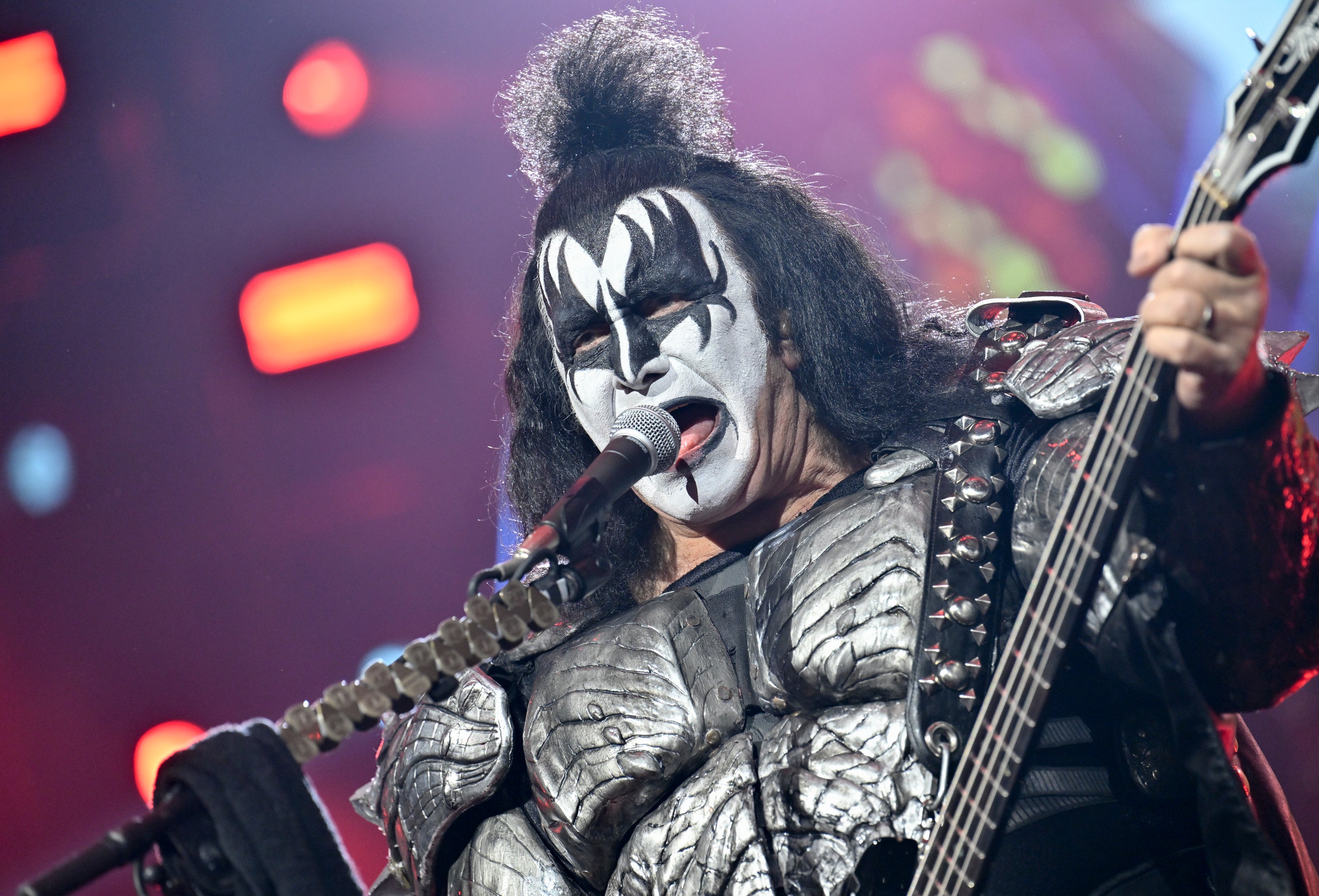 Gene Simmons of KISS performs during the final night of the ‘Kiss Farewell Tour’