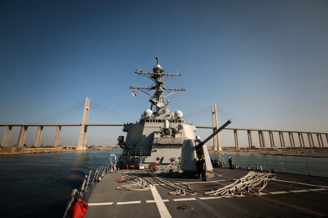 <p>USS Carney (DDG-64) transits the Suez Canal, 18 October 2023</p>