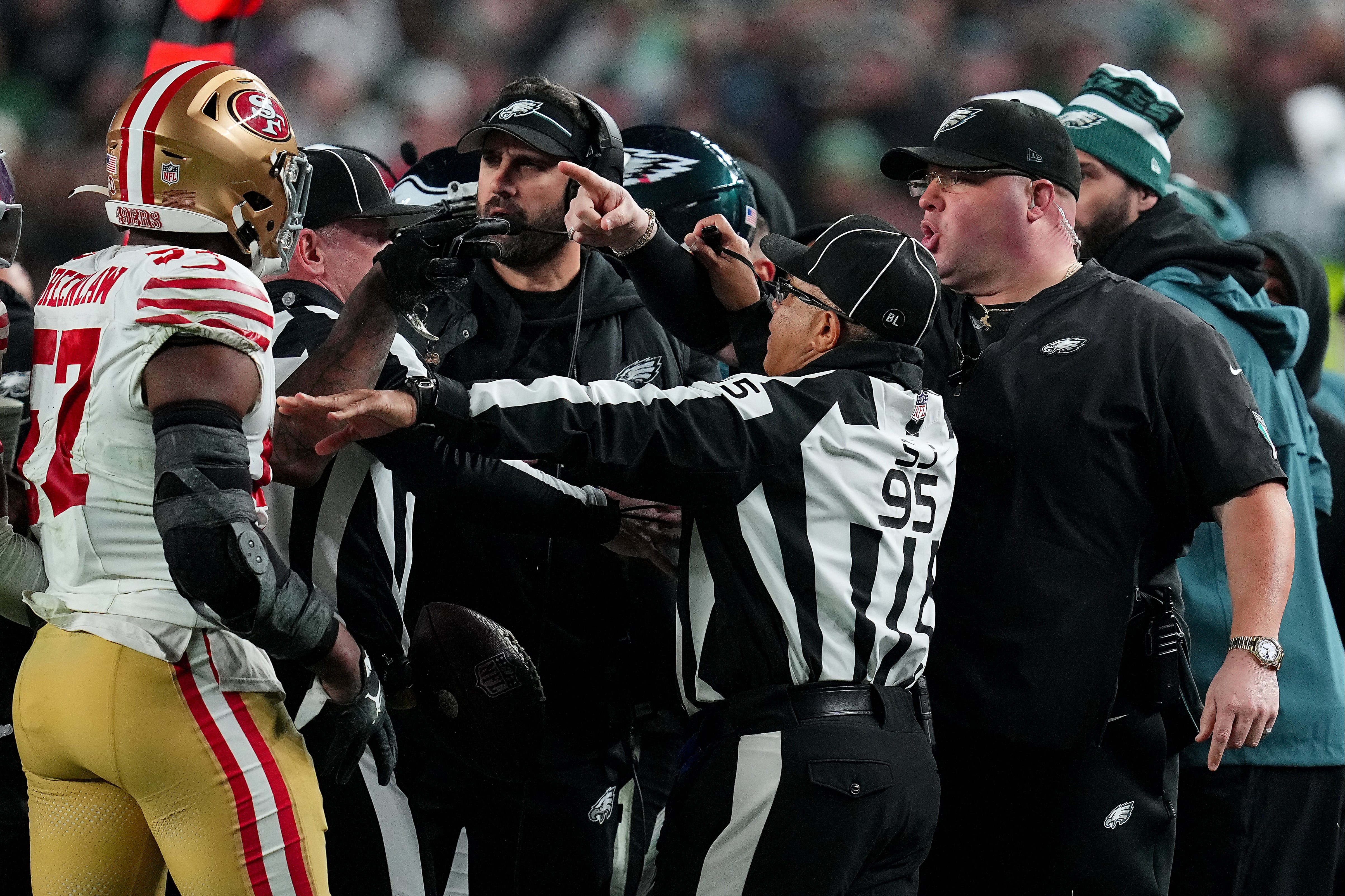 Dom DiSandro was ejected after an altercation with San Francisco 49ers linebacker Dre Greenlaw