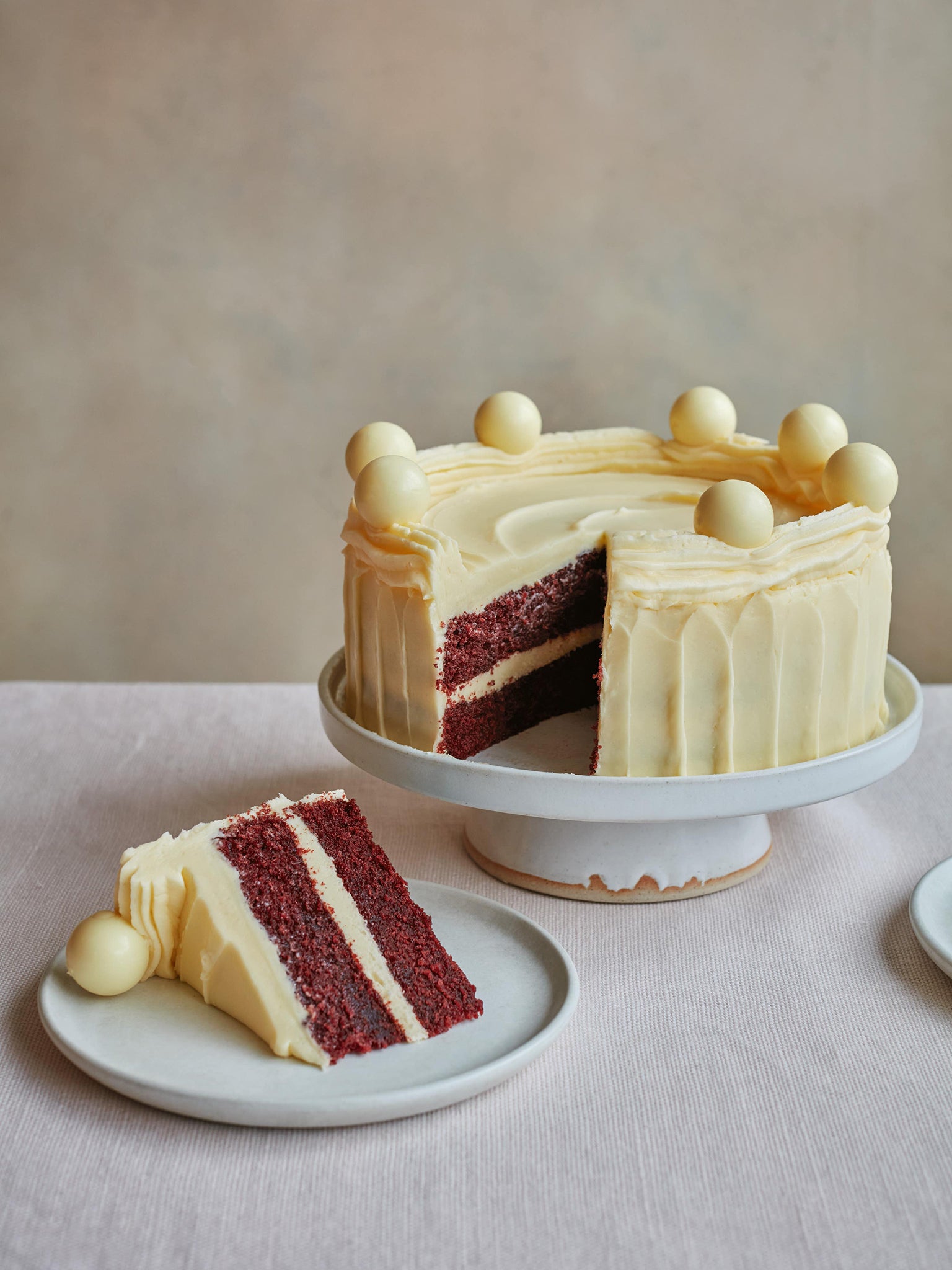 This double-layered chocolate sponge is iced with vanilla buttercream