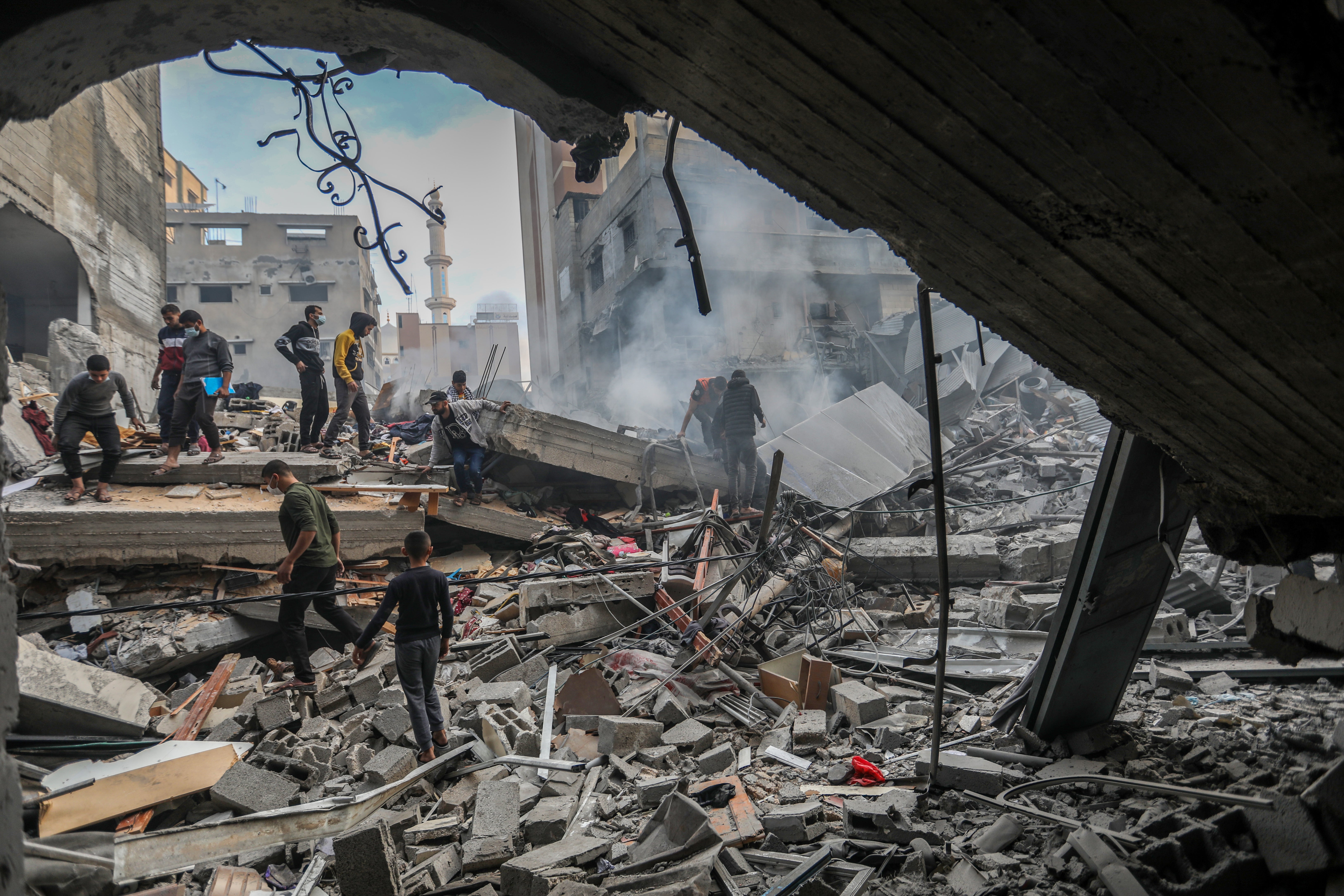 The aftermath of Israeli airstrikes on Khan Younis