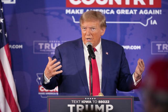<p>Donald Trump speaks at a campaign rally  </p>