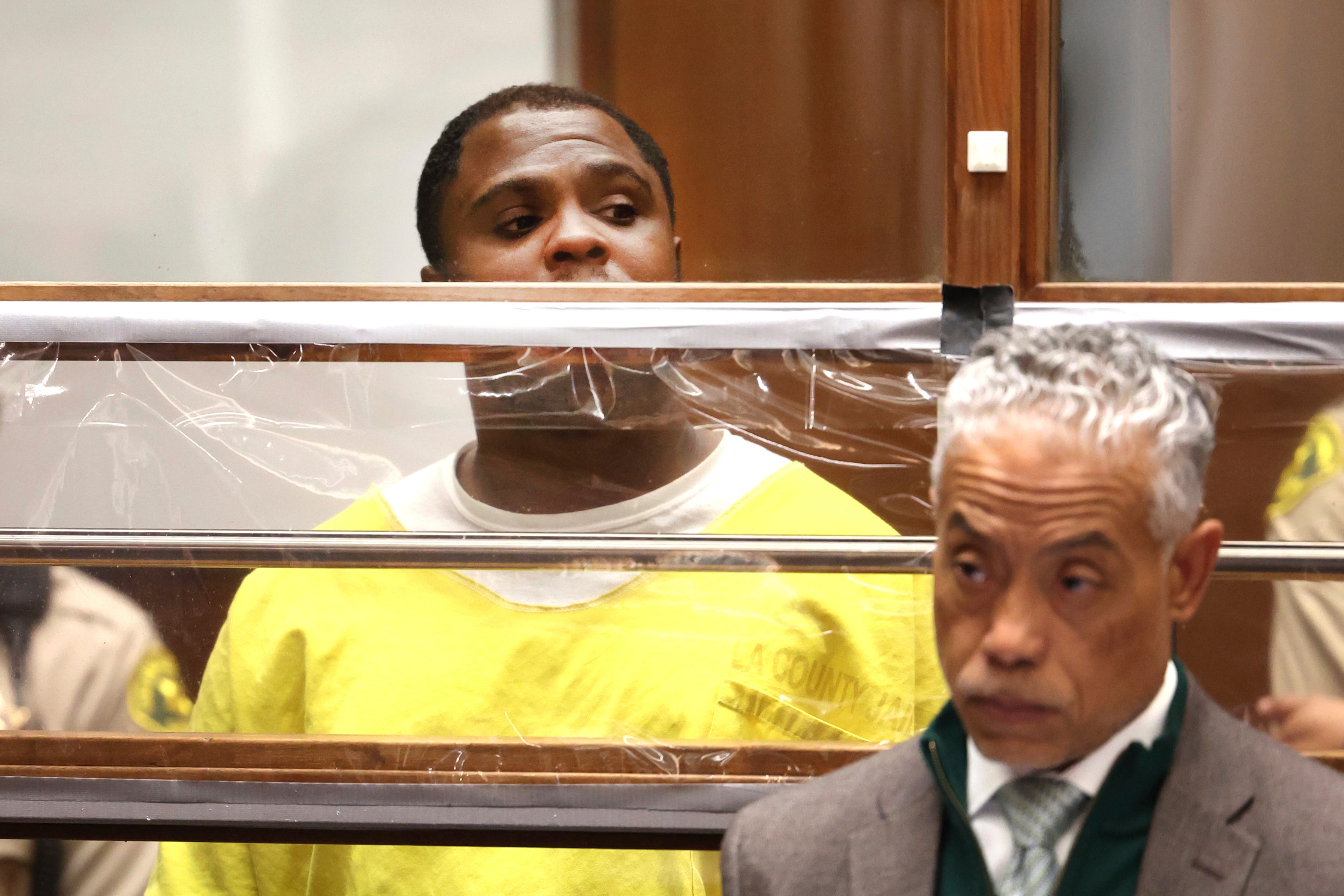 Jerrid Joseph Powell appears at an arraignment at Los Angeles superior court on Monday