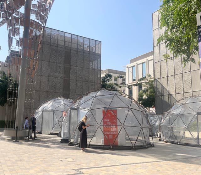 <p>The air pollution pods at the Cop28 climate summit in Dubai, the United Arab Emirates </p>