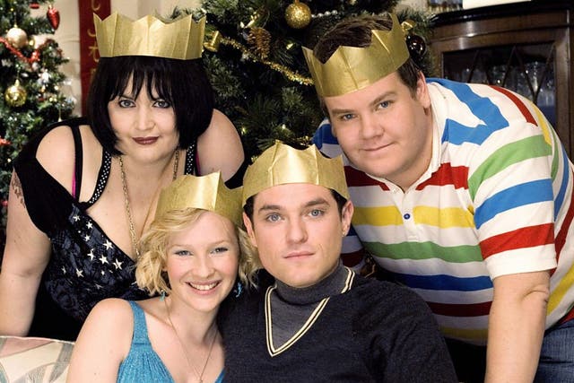 <p>The ‘Gavin and Stacey’ cast don their Christmas crowns</p>