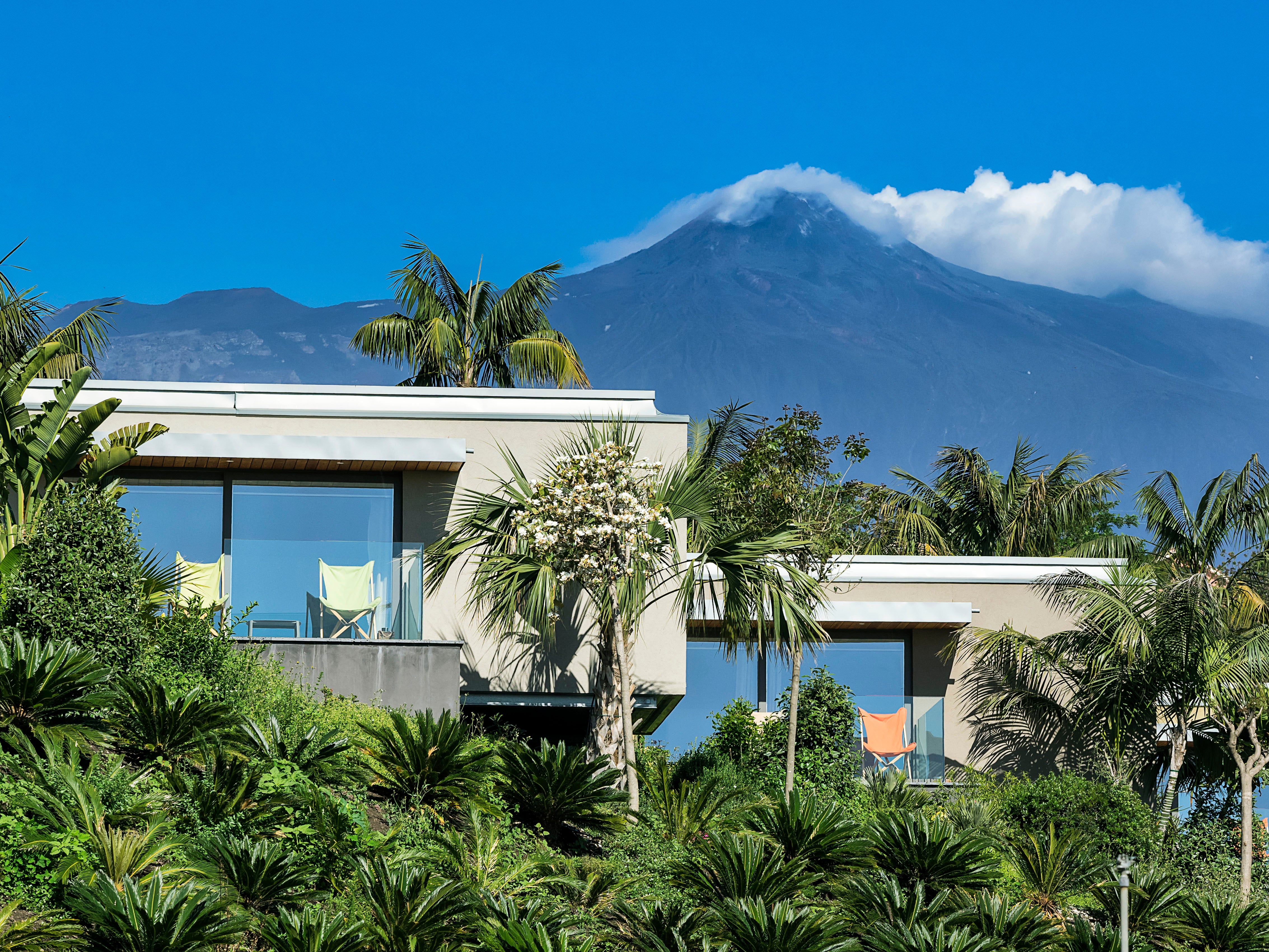 The resort’s eco-lodges have views of Mount Etna or the Ionian Sea