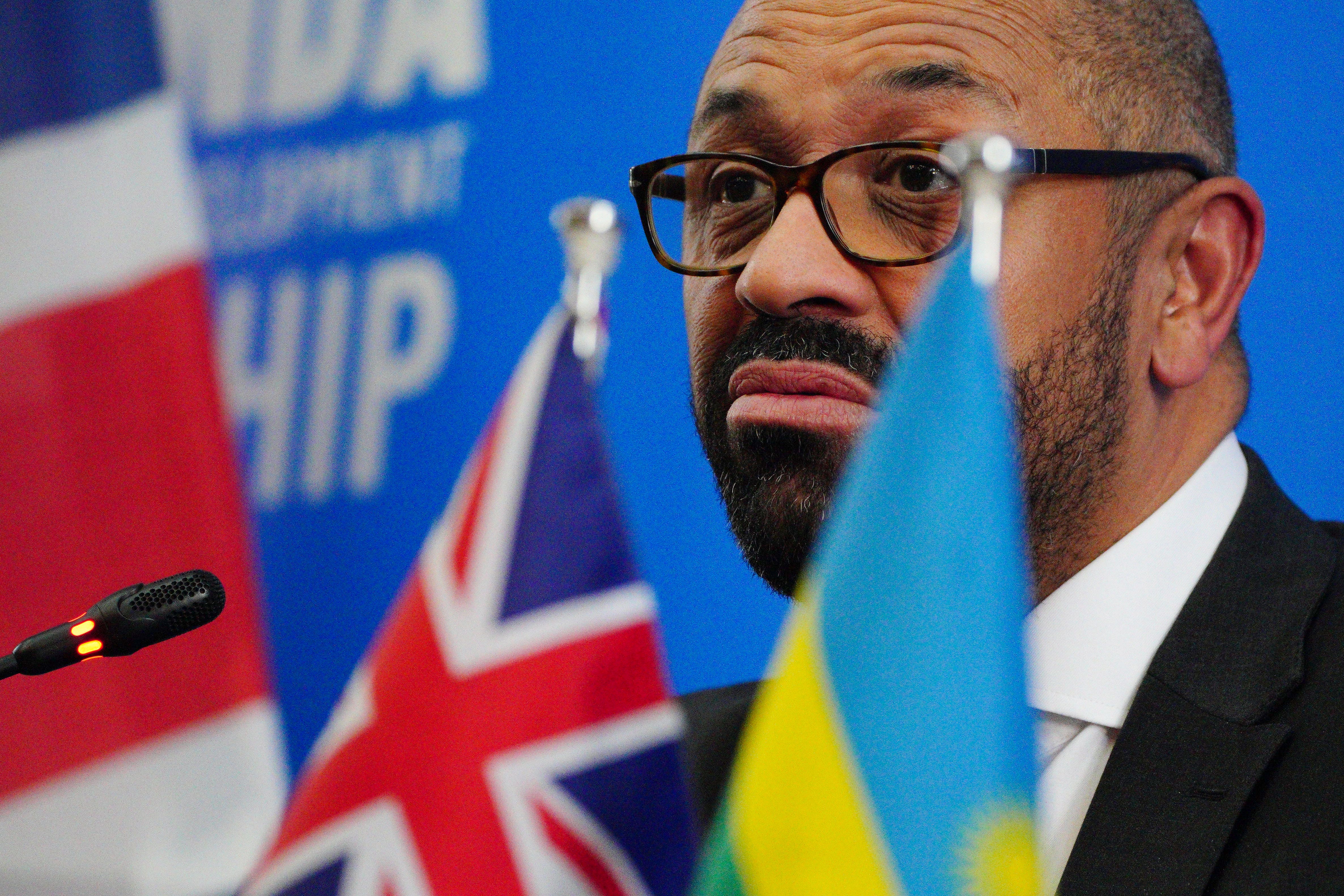James Cleverly during Tuesday’s press conference in Kigali