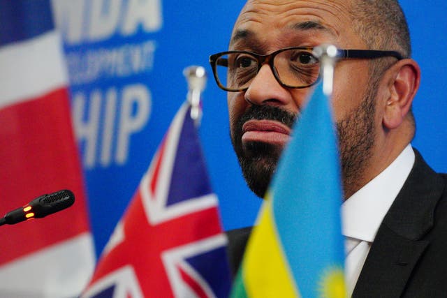 <p>Home Secretary James Cleverly during a press conference (Ben Birchall/PA)</p>